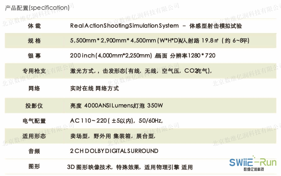 体感模拟射击产品配置
